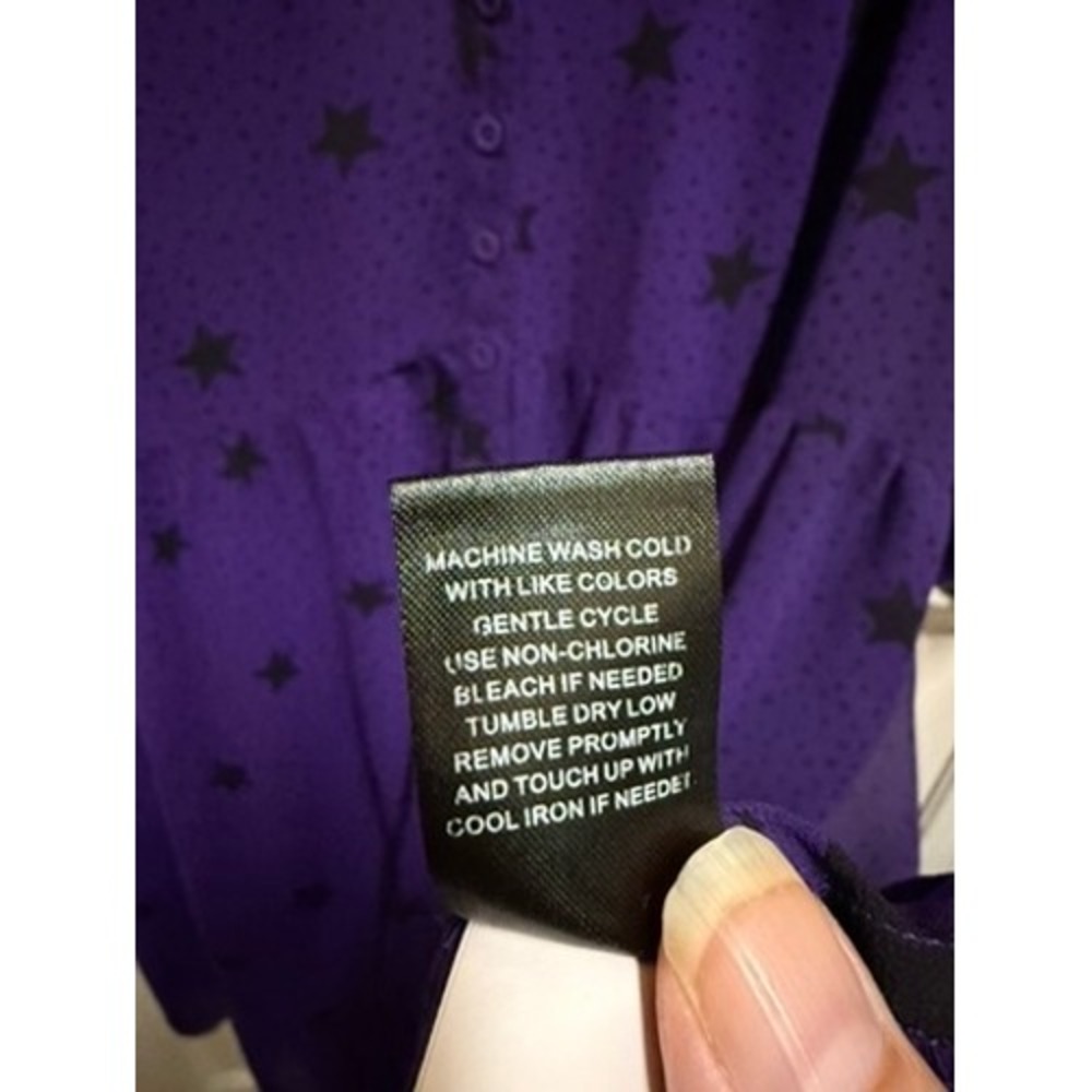 Torrid Purple Star Print Chiffon Shirt Dress Starry Night Celestial 3 3X 22 24 - Picture 10 of 10